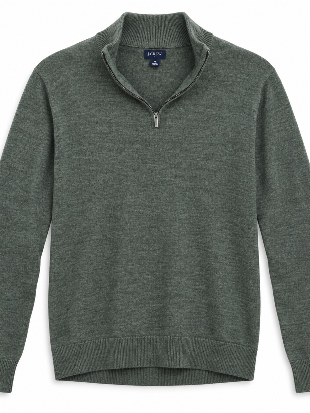 J. Crew Men’s Merino Wool Blend Quarter-Zip Sweater Olive M